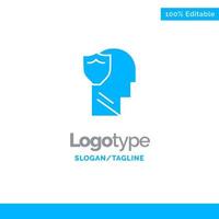 Shield Secure Male User Data Blue Solid Logo Template Place for Tagline
