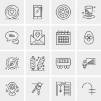 16 iconos de negocios universales vector ilustración de icono creativo para usar en proyectos relacionados con la web y dispositivos móviles