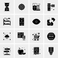 16 iconos de negocios universales vector ilustración de icono creativo para usar en proyectos relacionados con la web y dispositivos móviles