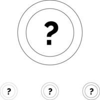 About Ask Information Question Support Bold and thin black line icon set vector