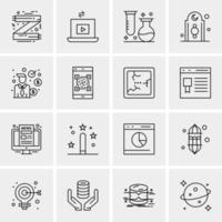 16 iconos de negocios universales vector ilustración de icono creativo para usar en proyectos relacionados con la web y dispositivos móviles