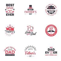 Happy fathers day 9 Black and Pink Lettering happy fathers day Editable Vector Design Elements