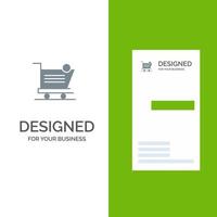 Cart Shopping Shipping Item Store Grey Logo Design and Business Card Template vector