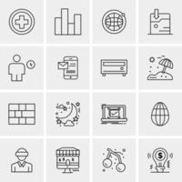 16 iconos de negocios universales vector ilustración de icono creativo para usar en proyectos relacionados con la web y dispositivos móviles