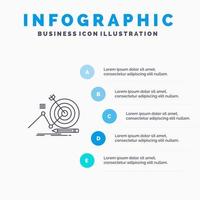 Target Success Goal Focus Line icon with 5 steps presentation infographics Background vector