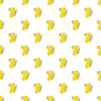 Scroll paper and feather pattern, cartoon style