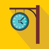 icono de reloj de estación, estilo plano vector