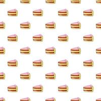 Piece of cake pattern, cartoon style vector