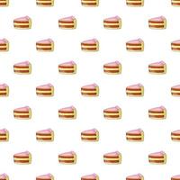 Piece of cake pattern, cartoon style vector