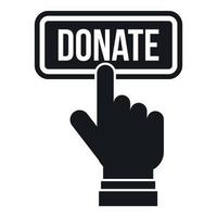 Hand presses button to donate icon, simple style vector