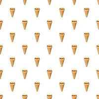 Ice cream in a waffle cone pattern, cartoon style vector