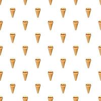 Ice cream in a waffle cone pattern, cartoon style vector