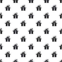 Snowy cottage pattern, simple style vector