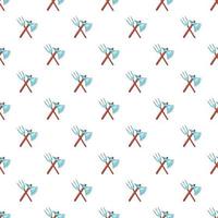 Axe and pitchfork pattern, cartoon style vector