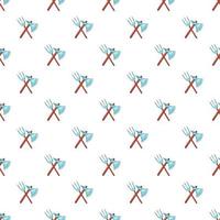 Axe and pitchfork pattern, cartoon style vector