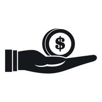 Dollar in hand icon, simple style vector