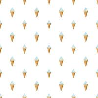 Vanilla ice cream in a waffle cone pattern vector