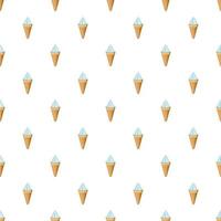 Vanilla ice cream in a waffle cone pattern vector