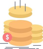 monedas finanzas oro ingresos ahorros color plano icono vector