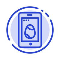 Mobile Easter Cell Egg Blue Dotted Line Line Icon vector