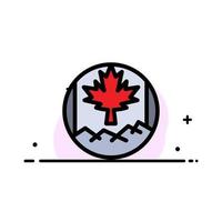 plantilla de banner de vector de icono lleno de línea plana de negocio de bandera de hoja de canadá