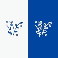 Leaf Nature Plant Spring Line and Glyph Solid icon Blue banner Line and Glyph Solid icon Blue banner vector