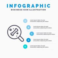 Search Bone Science Line icon with 5 steps presentation infographics Background vector