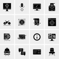 16 iconos de negocios universales vector ilustración de icono creativo para usar en proyectos relacionados con la web y dispositivos móviles