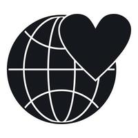 Earth world globe with heart icon, simple style vector