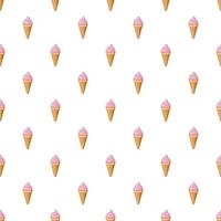 Strawberry ice cream in a waffle cone pattern vector