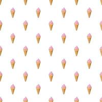 Strawberry ice cream in a waffle cone pattern vector