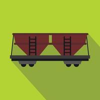icono de vagón de ferrocarril de carga, estilo plano vector