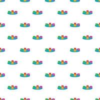 Four mugs on table pattern, cartoon style vector