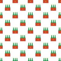 Beer bottles in wooden box pattern, cartoon style vector