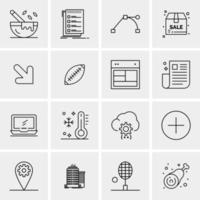 16 iconos de negocios universales vector ilustración de icono creativo para usar en proyectos relacionados con la web y dispositivos móviles