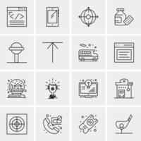 16 iconos de negocios universales vector ilustración de icono creativo para usar en proyectos relacionados con la web y dispositivos móviles