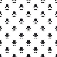 Magic black hat and mustache pattern, simple style vector