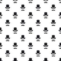 Magic black hat and mustache pattern, simple style vector