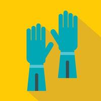 Rubber gloves for hand protection icon, flat style vector