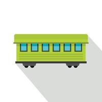 Passenger train car icon, flat style vector