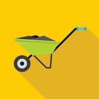 Wheelbarrow icon, flat style vector