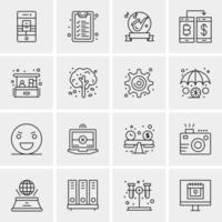 16 iconos de negocios universales vector ilustración de icono creativo para usar en proyectos relacionados con la web y dispositivos móviles