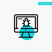 Monitor Bug Screen Security turquoise highlight circle point Vector icon