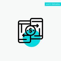 Mobile Money Payment PeerToPeer Phone turquoise highlight circle point Vector icon