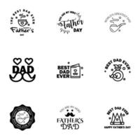 Happy fathers day card 9 Black Set Vector illustration Editable Vector Design Elements