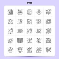 contorno 25 conjunto de iconos de espacio diseño de estilo de línea vectorial conjunto de iconos negros paquete de pictogramas lineales diseño de ideas de negocios web y móviles ilustración vectorial vector