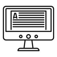 Online computer lesson icon, outline style vector