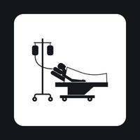 Patient in bed on a drip icon, simple style vector