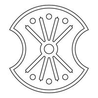 Wooden shield icon, outline style vector