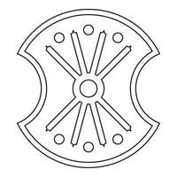 Wooden shield icon, outline style vector